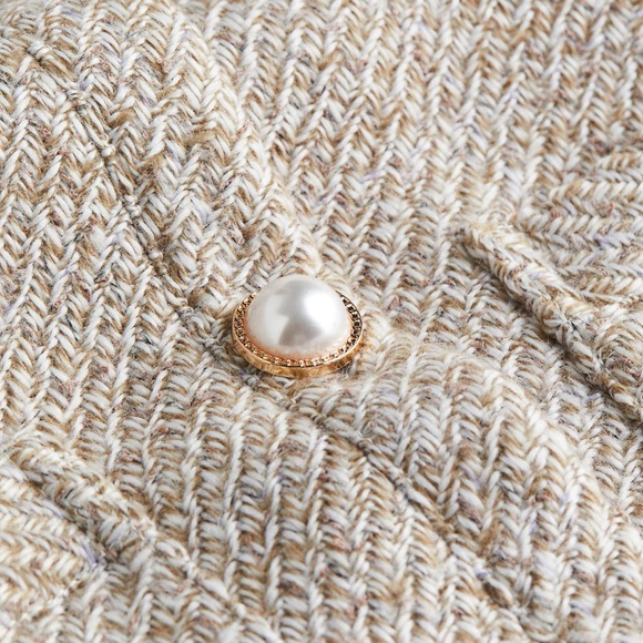 H&M Textured Tweed Weave Jacket Coat with Pearl Gold Buttons ✨ - Picture 2 of 7